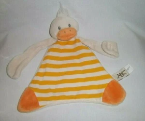 2016 MAISON CHIC Plush DUCK BLANKET Baby Yellow Orange Pacifier Holder Striped - Picture 1 of 4