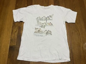 Vintage Shirt Mens Large White Birds K5 - Picture 1 of 6