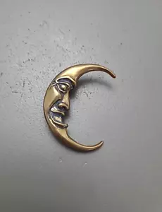 Wonderful Bronze Half Moon Face Brass Vintage Brooch/Pin JJK AUST - Foto 1 di 6