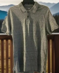 Old Navy Mens Polo Shirt Heather Gray Short Sleeve Cotton Vented Stretch Size L - Picture 1 of 5
