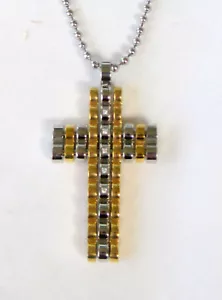 Edelstahl Kreuz vergoldet mit CZ Steinen & Kette - Bild 1 von 3