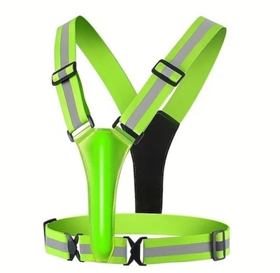 light-up reflective suspenders USB rechargeable Led safety vest green - Image 1 of 4