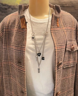 RARE Vtg Coach Long Layered Multi Charm Silver Tone Adjustable Toggle Necklace - Image 1 of 4