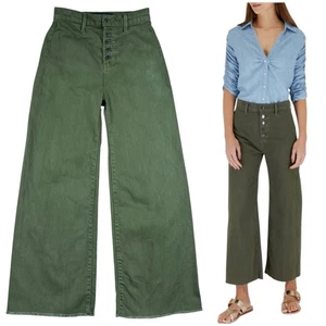 Veronica Beard Grant Wide Leg High Rise Jeans Gr. 25 Army Green Raw Hem Grunge - Bild 1 von 17