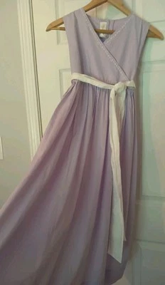 STRASBURG dress maxi lavender purple 100% cotton sleeveless embroidery belt 10 - Image 1 of 4