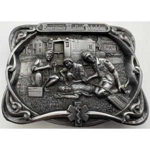 1986 Bergamot Brass Works EMT Emergency Medical Technician Belt Buckle USA - Picture 1 of 5
