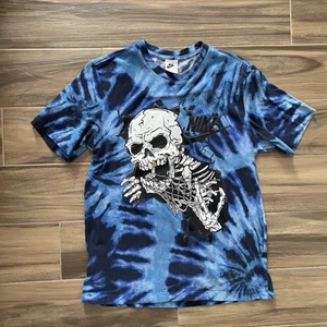 Nike Skull T-Shirt Tie Dye Blau Skelett Grafik Basketball Medium - Bild 1 von 6