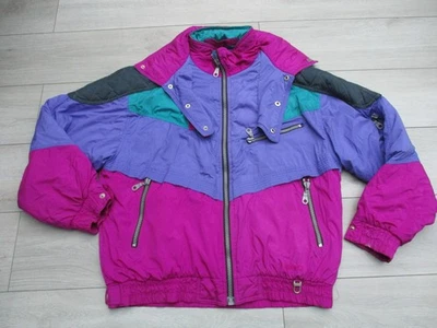 Vintage C&A 90’s Rodeo Skijacke Colour Block Snowboardjacke mit Kapuze Medium - Bild 1 von 4