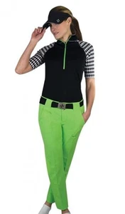 Jofit Damen 1/2 Reißverschluss schwarz mit Rauten Halbarm Golf Pickleball Tennis Shirt L - Bild 1 von 6