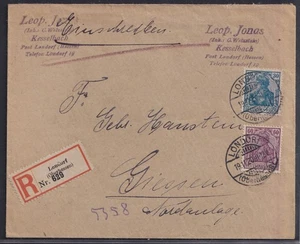 75961) LONDORF (Oberhesse) sello letra pequeña 1920 bonita carta certificada - Imagen 1 de 2