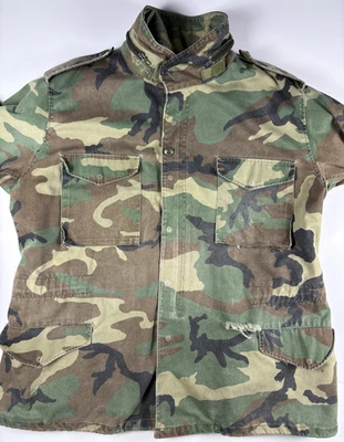 Woodland Camo Field Jacket  XXLarge Hooded Cold Dry Weather Military Grunge - Image 1 of 4