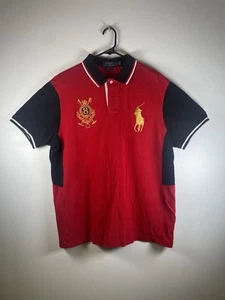Vintage Polo Ralph Lauren Mens L Big Pony Shirt 8 Red Black Embroidered Y2K - Picture 1 of 9