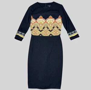 Etro Kleid Damen 42 dunkelblau Paisley Midi Etui 3/4 Arm Italy elegant - Bild 1 von 11