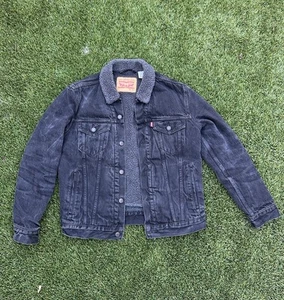 Levi’s Sherpa Lined Trucker Jacket Washed Black Herren Medium Cowboy - Bild 1 von 16