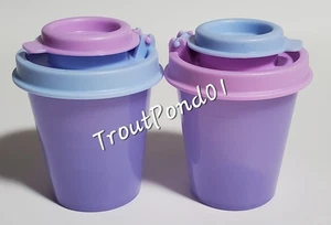 TUPPERWARE Salt and Pepper Shakers Midgets Blue Purple Lilac 2 oz Mini - Picture 1 of 3