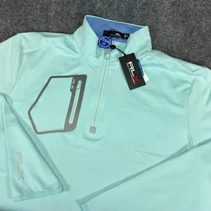 RLX Ralph Lauren Luxury Performance Jersey 1/4 Zip Pullover Soft Aqua XL NWT - Picture 1 of 14