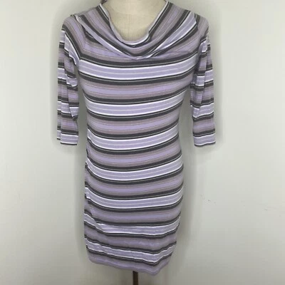 Vestido para mujer Patagonia talla S manga 3/4 púrpura gris capucha a rayas cuello lado acanalado Foto 1 de 4