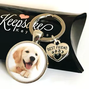 Personalised Photo Gift Keyring Best Friend Paw Charm Cat Dog Pet Present Gift - Picture 1 of 3