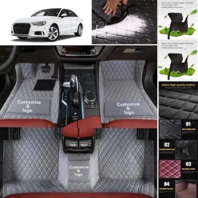 For Audi A3 Car Floor Mats Waterproof Auto Custom Liner Carpets PU Leather Set Foto 1 de 4