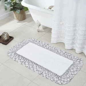 Bathmat Annie Buffalo Grey Check Farmhouse 27x48 Ruffled Bath Decor VHC Brands - Picture 1 of 8