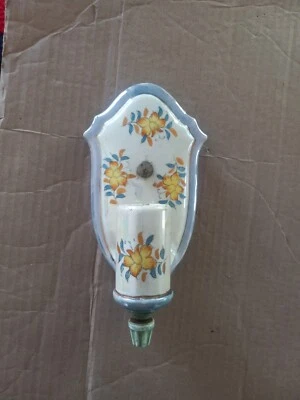 Aplique de pared antiguo de porcelana cerámica pintura a mano patrón floral con enchufe 9"x5"x3" Foto 1 de 4