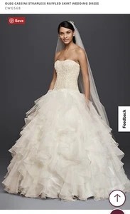 Oleg Cassini Wedding Dress Style CWG568 Size 10 With Ball Gown Slip - Picture 1 of 4