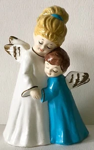 Vintage 1950er Jahre Kreideware MAMA & TOCHTER Weihnachten geflügelte Engel Figur Japan - Bild 1 von 5