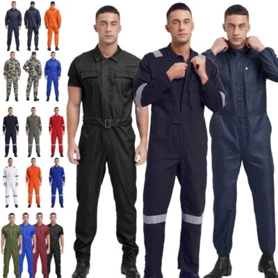 Mens Resistant Coverall Work Overalls One-piece Jumpsuit Dustproof Dungarees - Image 1 of 4