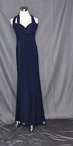 B. Darlin - Blue Evening Gown with Gathering on Bodice Halter Dress - 7/8 - Picture 1 of 2