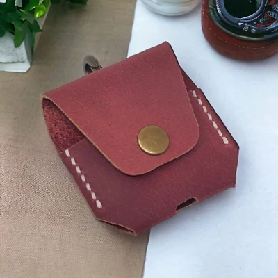 Genuine Handmade Leather AirPods Case Cover with Keychain, Protective Case - Image 1 of 4