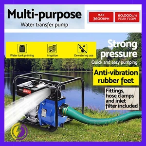 Giantz 3" Petrol Water Pump High-Flow Fire Fighting Transfer Pump + Hose Kit โ F - Picture 1 of 1