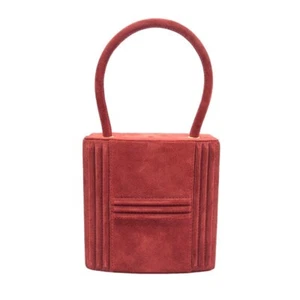 HERMES Cadena Kelly PM Suede Doblis Hand Bag Rouge Circle W (1993) - Picture 1 of 12