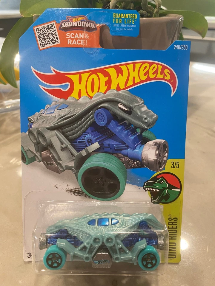 2016 Hot Wheels # 248/250 Dino Riders 3/5 Doble Demon Aqua Variante Con / Teal - Imagen 1 de 1
