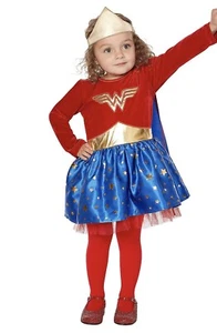 EUC girl’s 4T Halloween Costume Wonder Woman Dress Cape Whip Headband tights - Picture 1 of 7