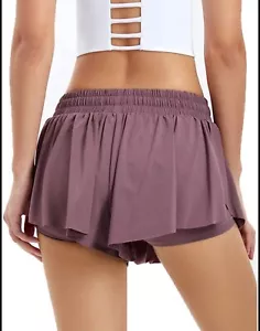Pantalones Cortos Mujer XS Púrpura Entrenamiento Cintura Alta Fluido Cordón Atletismo Activo - Imagen 1 de 8