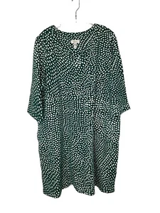 Denim & Co. Active Printed French Terry Dress Pockets Green Petite Size 2X New - Picture 1 of 8