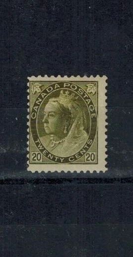 Canada 1900 QV SG 165 20 Cent Olive Green MOG HR Off Center Upper Left VF RARE - Image 1 of 2