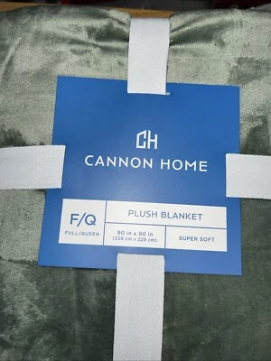 Cannon Solid Plush Blanket, Full/Queen, Green NWT - Image 1 of 4