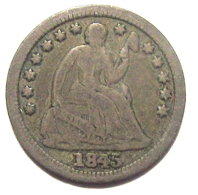 1845 Seated Liberty Half Dime Very Good/Fine - Image 1 of 2