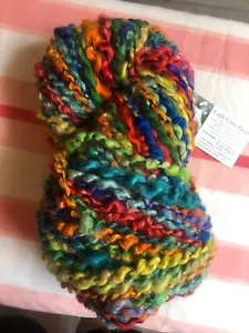 art yarn Rainbow Saori Weaving corespun chunky bulky wool silk 13oz 110yds - Picture 1 of 2