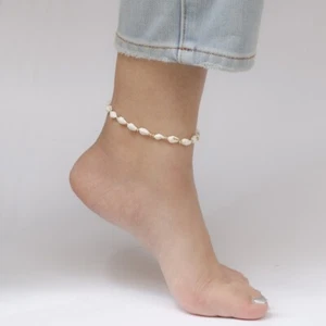 Shell anklet | Beaded ankle bracelet | Beach anklet | Shell ankle chain - Picture 1 of 19