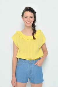 Des Petits Hauts Santiago Mimosa Ruffle Blouse Top Cotton Kimono S T1 NEW 273424 - Picture 1 of 6