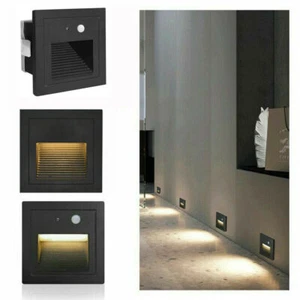 3W LED Wandeinbaustrahler Warmweiß Treppenlicht außen Beleuchtung 230V schwarz - Bild 1 von 14