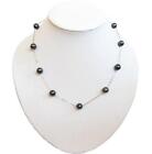 Aaa 8-9Mm Genuine Black Pearl 14K White Gold Chain Necklace 16" 18" Or 20"