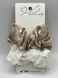 Ali Fedotowsky Scunci's Scrunchies 2-PACK. White, Taupe Print New With Tags - Picture 1 of 1
