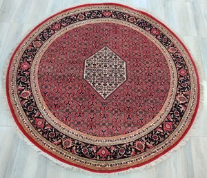 Vintage 6'7" Round Circle Hand Knotted Area Rug 100% Wool Oriental Bidjar 200 cm - Picture 1 of 23