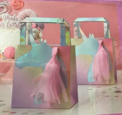 Ginger Ray 5 Unicornio Laminado Iridiscente 🦄 Bolsas de Fiesta con Borlas Ombré Bolsas de Regalo Foto 1 de 2