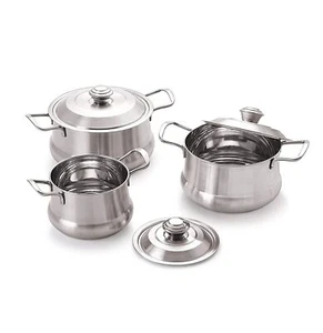 Stainless Steel Serving Bowl set with Lid (1000ml, 2000ml, 2500ml)- 3 Piece - Picture 1 of 5