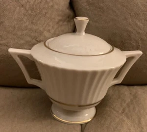 Lenox Vintage Pearl China abgeschrägte Zuckerdose mit Deckel ca. 5,5" breit 4,5" hoch - Bild 1 von 5