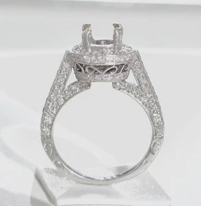 14K WEISSGOLD DIAMANT HALO HALBHALTERUNG VERLOBUNGSRING EINSTELLUNG 0,55CTW 5,5US - Bild 1 von 4